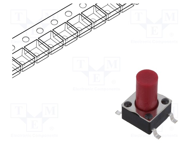 Microswitch TACT; Pos: 2; 0.05A/12VDC; SMD; none; 2.5N; 6x6x3.5mm