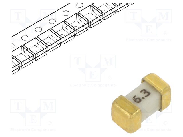 Fuse: fuse; quick blow; 6.3A; 75V; SMD; ceramic; Case: 1206; 458