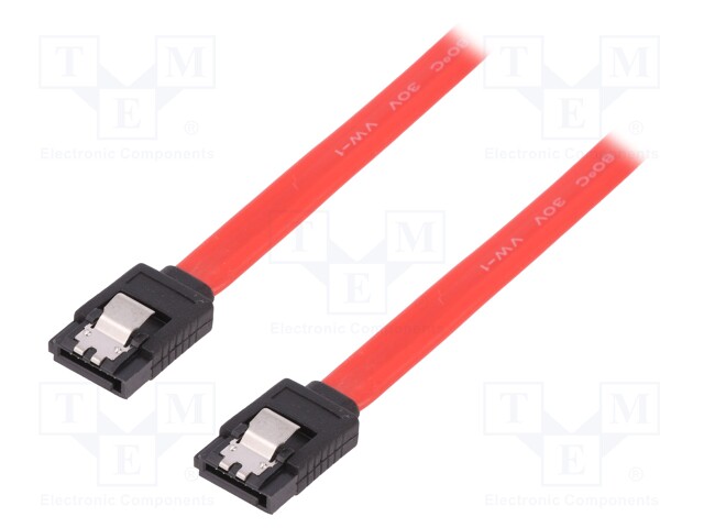 Cable: SATA; SATA plug,both sides; 750mm; red; Kind: UL21149; 26AWG