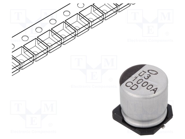 Capacitor: electrolytic; low impedance; SMD; 1000uF; 10VDC; ±20%