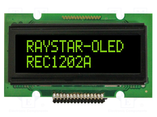 Display: OLED; alphanumeric; 12x2; Window dimensions: 46x14.5mm