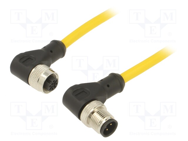 Connection lead; M12; PIN: 4; 5m; plug; 250VAC; 4A; PVC; IP68; 250VDC