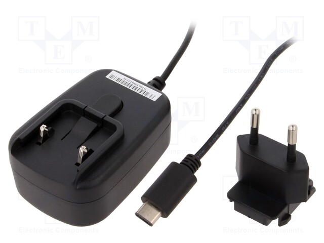 Power supply: switched-mode; 5VDC; 2.1A; Out: USB C; 11W; Plug: EU