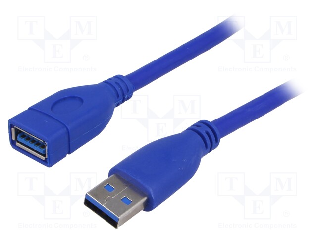 Cable; USB 3.0; USB A socket,USB A plug; nickel plated; 1.8m