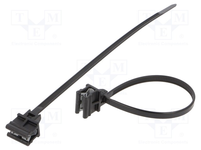 Cable tie; with fixing for edges; L: 160mm; W: 4.6mm; black