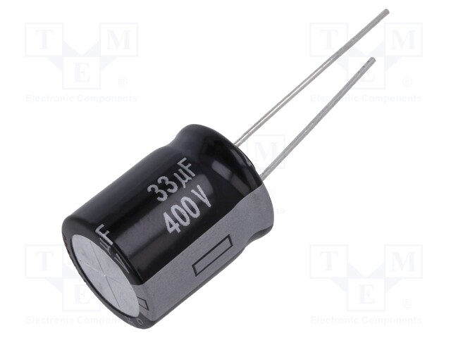 Electrolytic Capacitor, 33 µF, 400 V, EE Series, ± 20%, Radial Leaded, 10000 hours @ 105°C