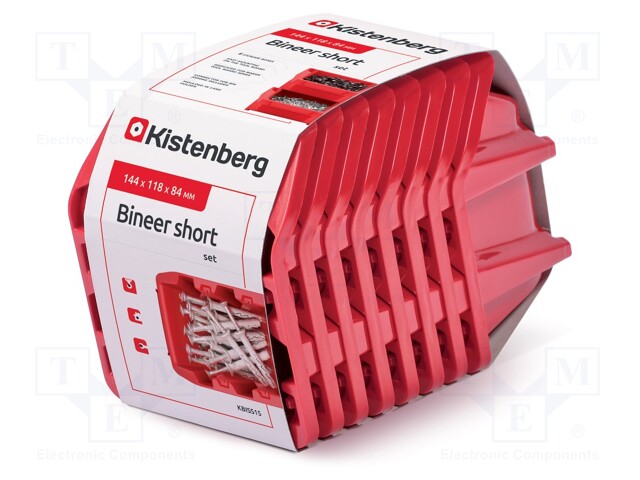 Container: cuvette; red; 118x144x84mm; 8pcs; KBISS15; BINEER; short