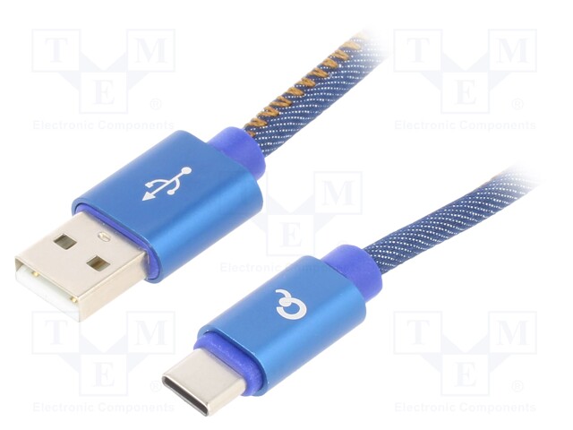 Cable; USB 2.0; USB A plug,USB C plug; gold-plated; 1m; 0.48Gbps