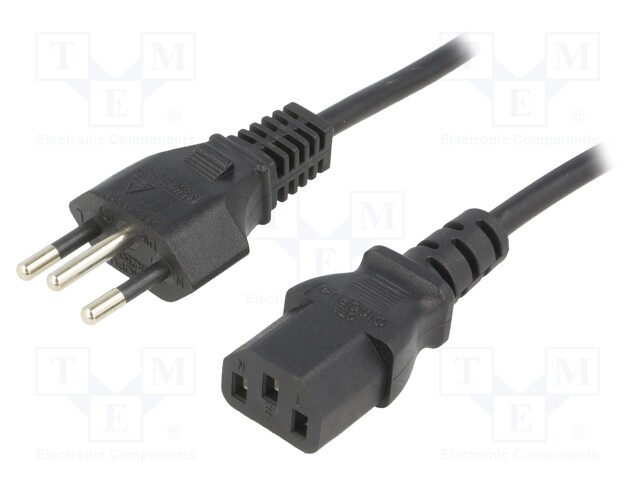 Cable; IEC C13 female,NBR 14136 (N) plug; 1.8m; black; PVC; 10A