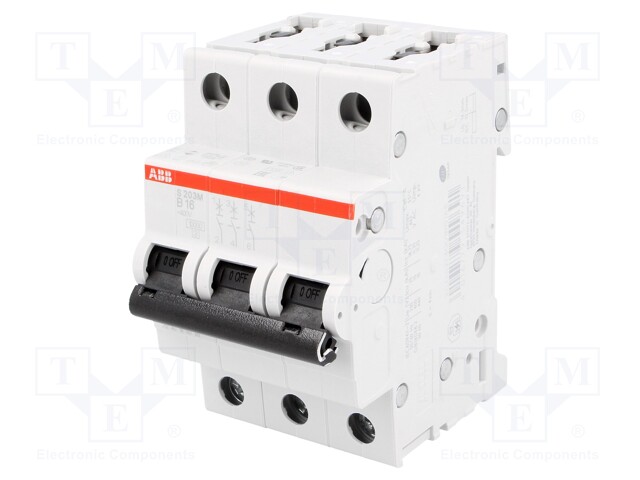 Circuit breaker; 400VAC; Inom: 16A; Poles: 3; DIN; Charact: B; 10kA