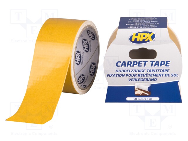 Tape: fixing; W: 50mm; L: 5m; V: double-sided; white