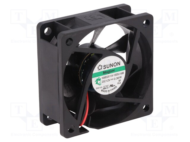 Fan: DC; axial; 12VDC; 60x60x25mm; 23.32m3/h; 10.7dBA; Vapo; 2500rpm