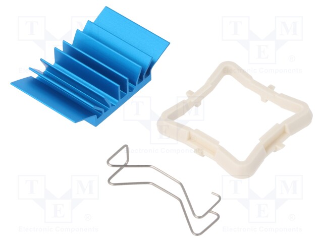 Heatsink: extruded; grilled; blue; L: 21mm; W: 21mm; H: 7.5mm