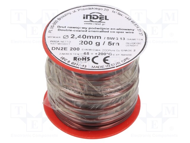 Coil wire; double coated enamelled; 2.4mm; 200g; -65÷200°C