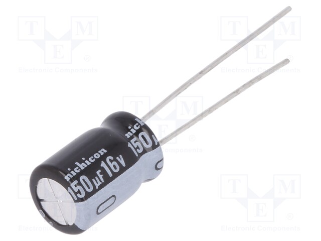 Capacitor: electrolytic; THT; 150uF; 16VDC; Ø8x11.5mm; Pitch: 3.5mm