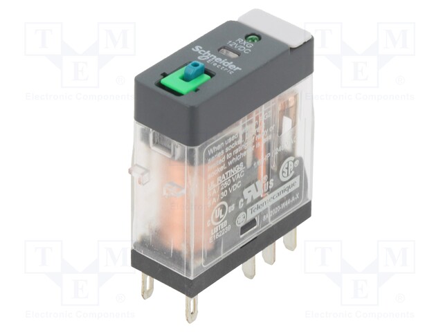 Power Relay, DPDT, 12 VDC, 5 A, Zelio RXG Series, Socket