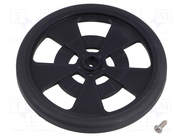 Wheel; black; Shaft: two sides flattened; Pcs: 1; screw; Ø: 69mm