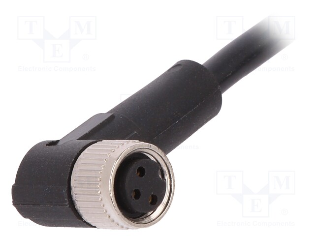 Connection lead; M8; PIN: 3; angled; 5m; plug; 60VAC; 4A; -25÷80°C