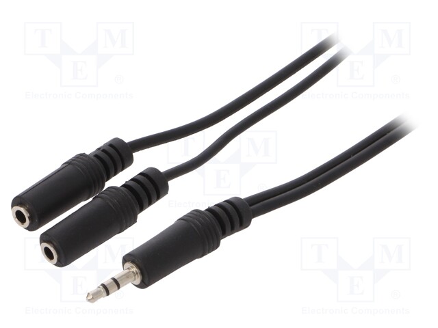 Cable; Jack 3.5mm 3pin plug,Jack 3.5mm socket x2; 5m; black