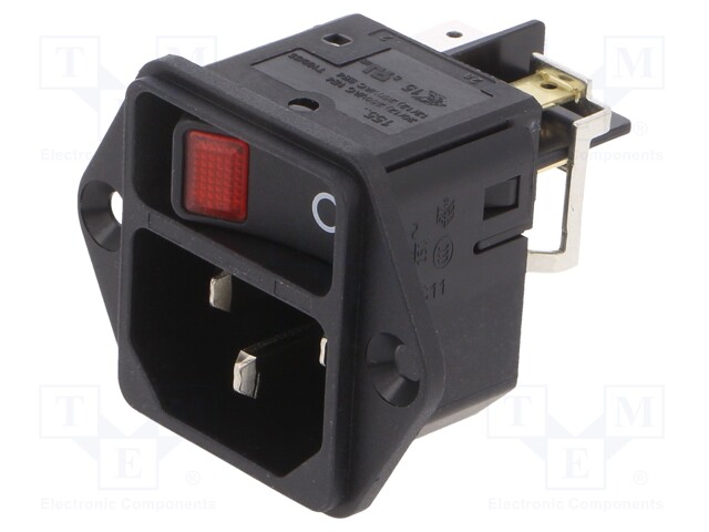 Un-Filtered IEC Power Entry Module, IEC C14, General Purpose, 12 A, 250 VAC, 2-Pole Switch