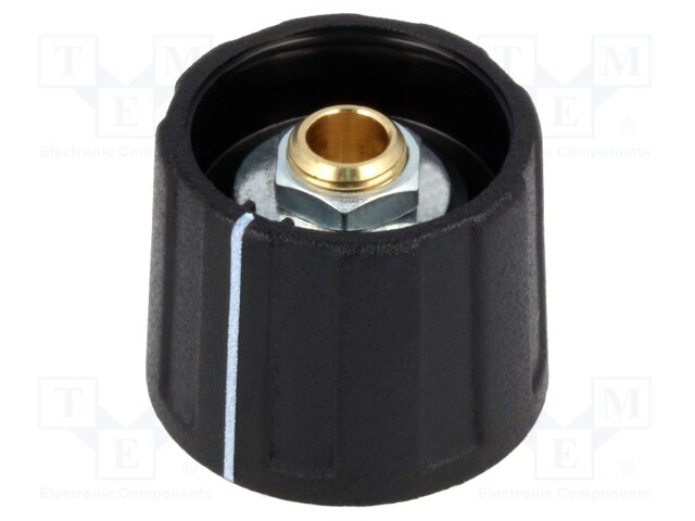 Knob; with pointer; ABS; Shaft d: 4mm; Ø20x15.5mm; black