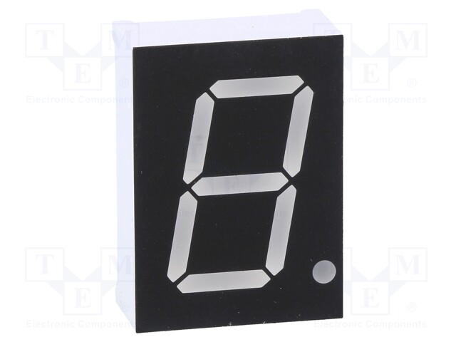 Display: LED; 7-segment; 20.4mm; 0.8"; No.char: 1; yellow; 60mcd