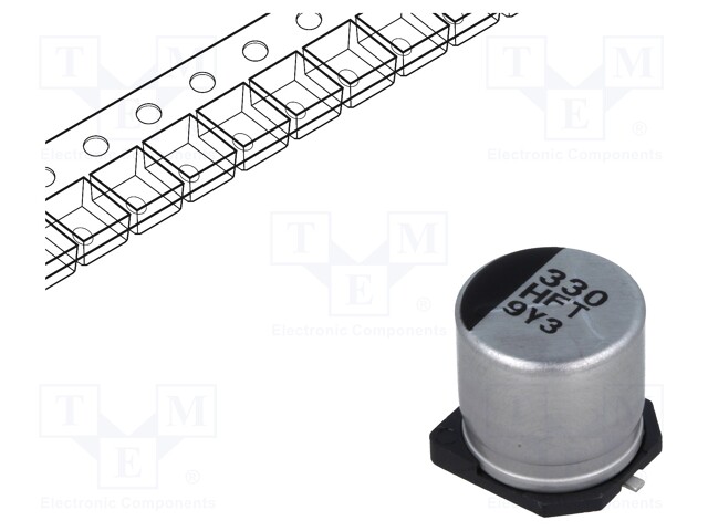 Capacitor: electrolytic; low impedance; 330uF; 50VDC; Case: G; FT