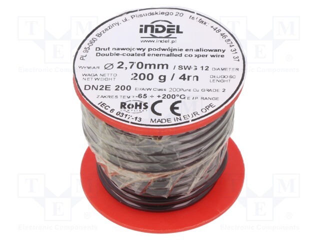 Coil wire; double coated enamelled; 2.7mm; 200g; -65÷200°C