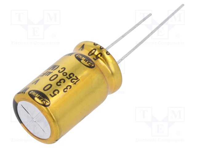 Capacitor: electrolytic; THT; 330uF; 50VDC; Ø12.5x20mm; ±20%; 5000h