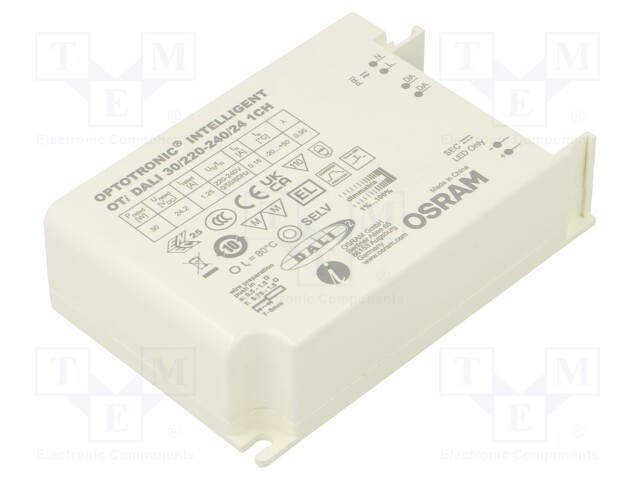 Power supply: switched-mode; LED; 30W; 24.2VDC; 220÷240VAC; IP20