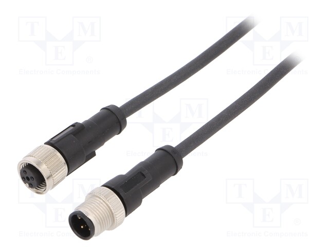 Connection lead; M12; PIN: 4; 1m; plug; 250VAC; 4A; -25÷80°C; 250VDC