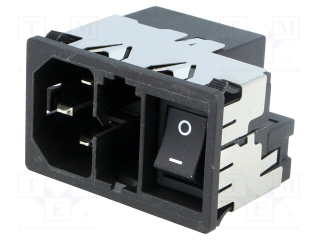 Connector: AC supply; socket; male; 10A; 250VAC; IEC 60320; 0.4mH