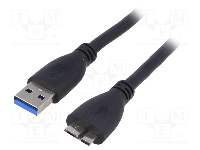 Cable; USB 3.0; USB A plug,USB B micro plug; nickel plated; 0.5m