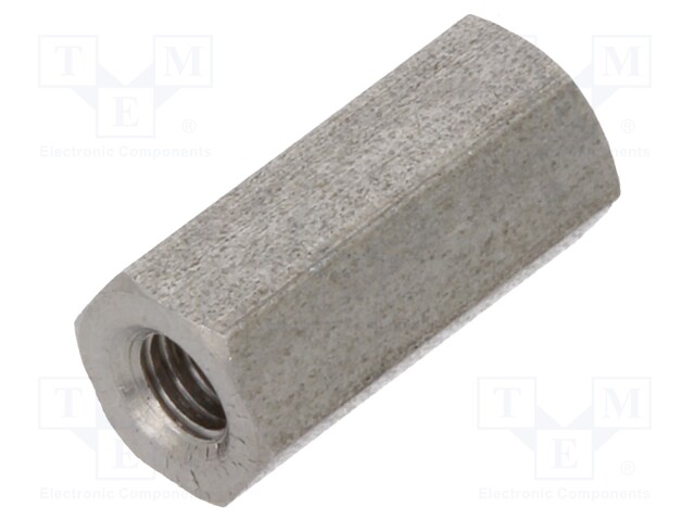 Screwed spacer sleeve; Int.thread: M3; 12mm; hexagonal