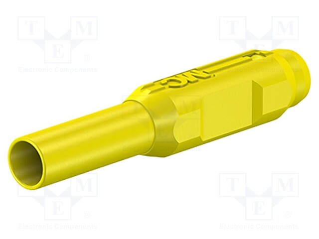 Plug; 2mm banana; yellow; gold-plated; Insulation: PA; Ø: 2.1mm