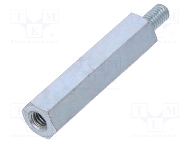 Screwed spacer sleeve; Int.thread: M3; 25mm; Ext.thread: M3; steel