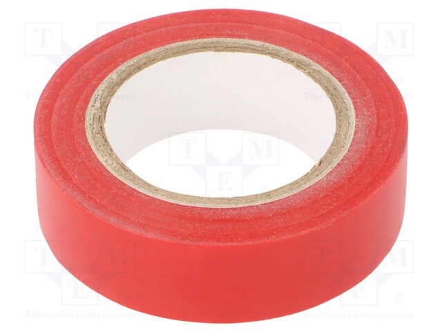 Tape: electrical insulating; W: 15mm; L: 10m; Thk: 0.13mm; red; 60°C