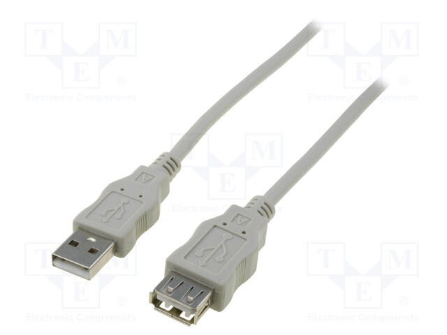 Cable; USB 2.0; USB A socket,USB A plug; nickel plated; 1.8m