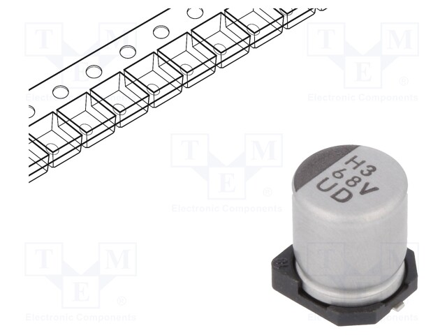 ALUMINUM ELECTROLYTIC CAPACITOR 68UF 35V 20%, SMD, FULL REEL