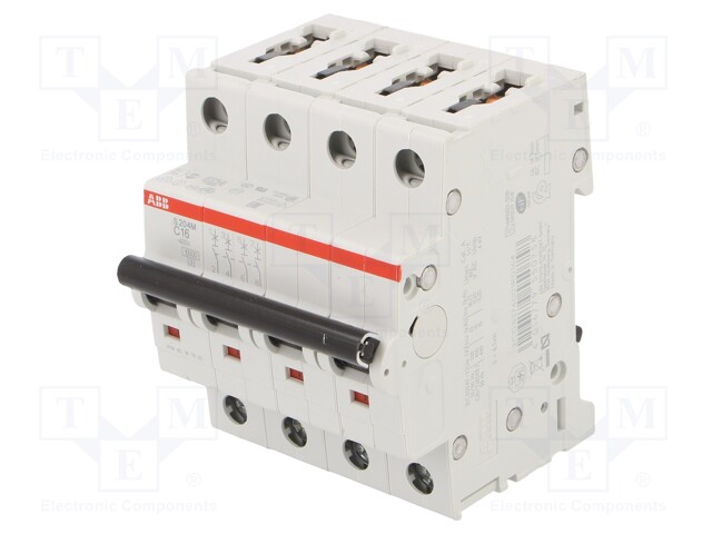 Circuit breaker; 400VAC; Inom: 16A; Poles: 4; DIN; Charact: C; 10kA