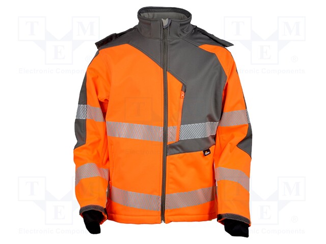 Softshell jacket; Size: XL; orange-grey; warning