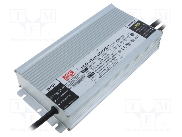 Power supply: switched-mode; LED; 480W; 171÷343VDC; 1.4A; IP67