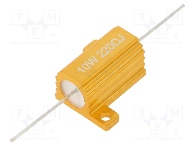 Resistor: wire-wound; with heatsink; 220Ω; 10W; ±5%; 50ppm/°C