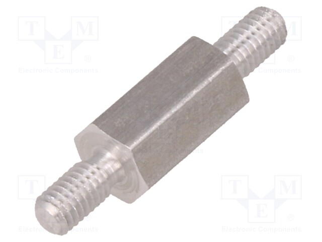 Screwed spacer sleeve; 10mm; Ext.thread: M3; hexagonal; aluminium