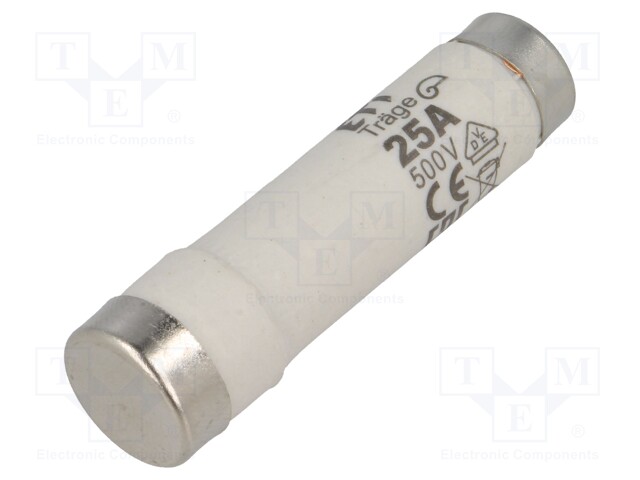 Fuse: fuse; gG; 25A; 500VAC; 500VDC; ceramic; DI; D