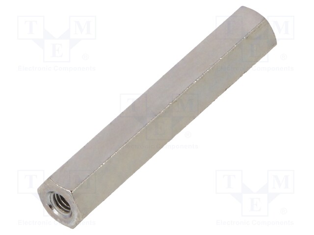 Screwed spacer sleeve; Int.thread: M3; 35mm; hexagonal; brass