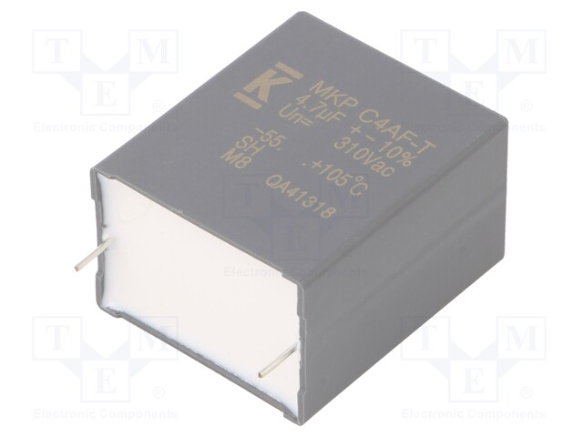 AC Film Capacitor, 4.7 µF, 310 VAC, Metallized PP, ± 10%, C4AF Series, Radial Box