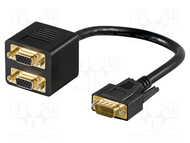 Cable; D-Sub 15pin HD plug,D-Sub 15pin HD socket x2; 0.1m