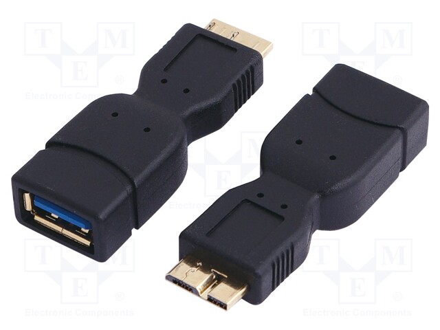 Adapter; USB 3.0; USB A socket,USB B micro plug; gold-plated