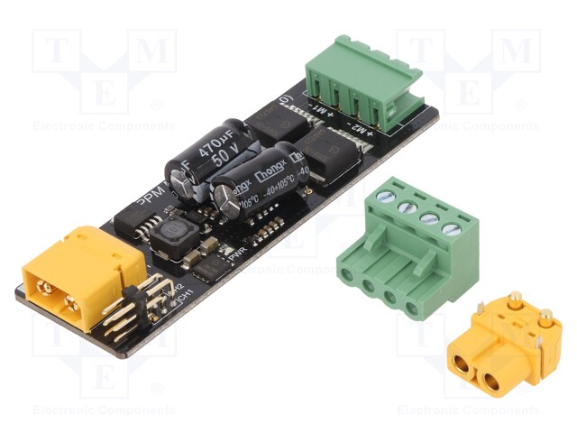 DC-motor driver; STM8S105,TLE5205; PWM,analog; 3A; 7÷12V; 90x30mm